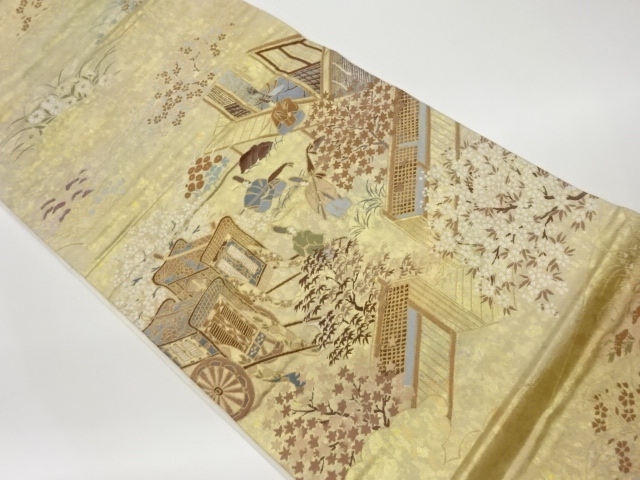 JAPANESE KIMONO / VINTAGE FUKURO OBI / WOVEN SCENERY IN THE PAST